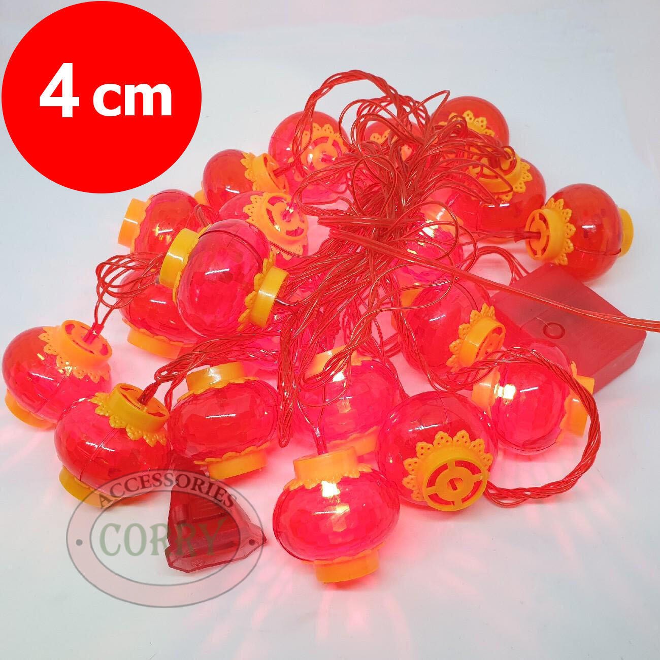Lampu Imlek Merah Lampion 4 Cm 20 LED 4 Meter Sincia Dekorasi Pohon - Main view