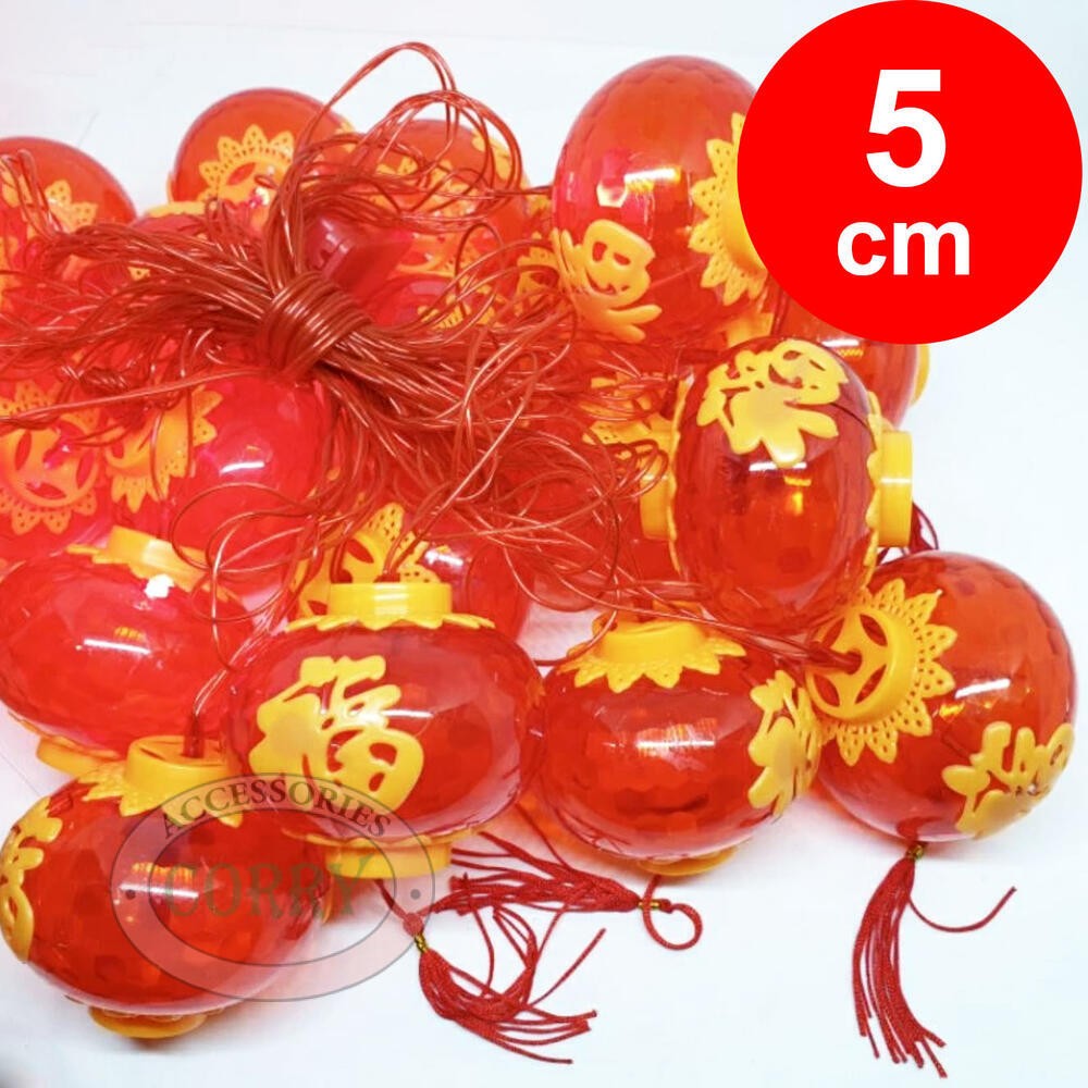 Lampu Imlek Merah Lampion 5 Cm 20 LED 4 Meter Sincia Dekorasi Pohon - Main view