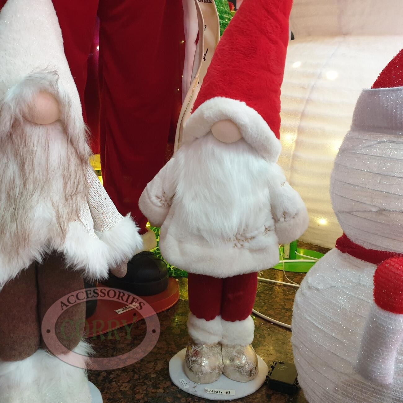 Boneka Santa 50 Cm Jenggot Standing Topi Merah Dekorasi Natal Bulu Goyang Sinterklas - Main view