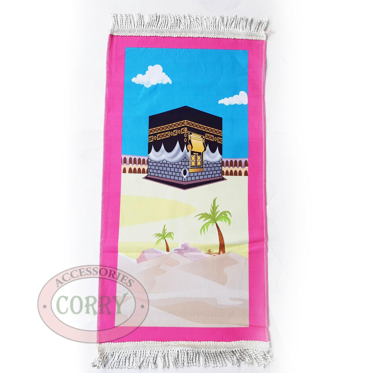 Sajadah Anak Kecil 32 X 65 Cm Gambar Kabah Pasir Ungu Mesjid Warna Murah - Main view