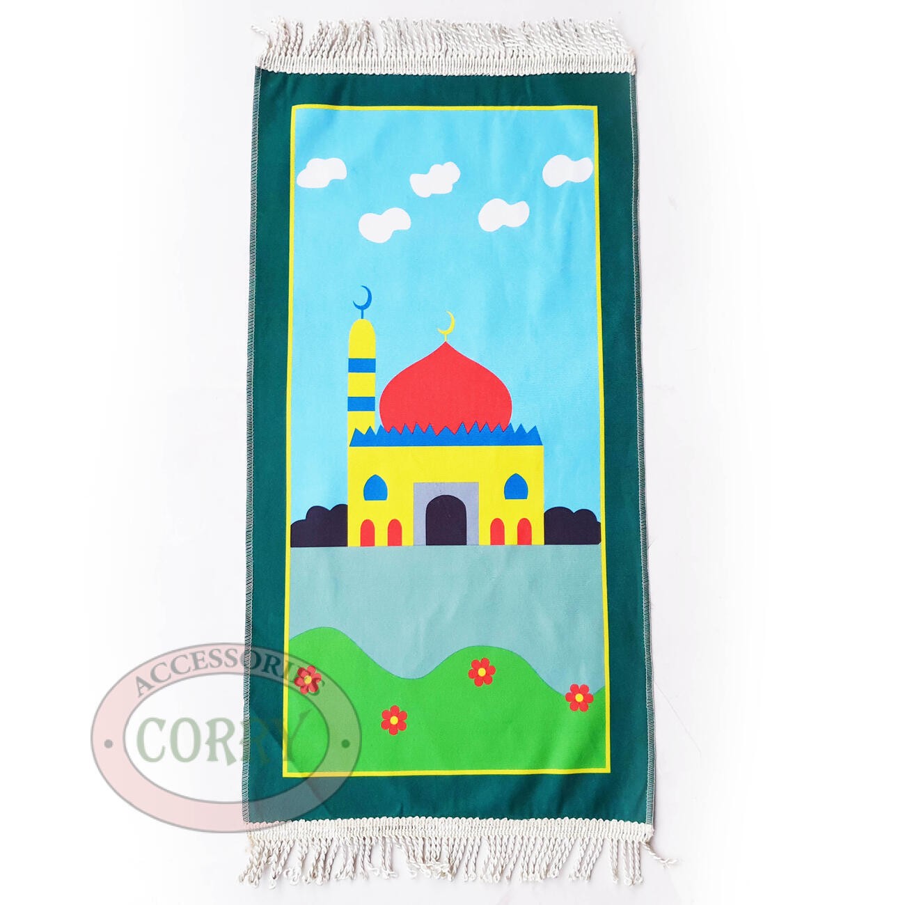 Sajadah Anak Kecil 32 X 65 Cm Gambar Mesjid Taman Hijau Mesjid Warna Murah - Main view