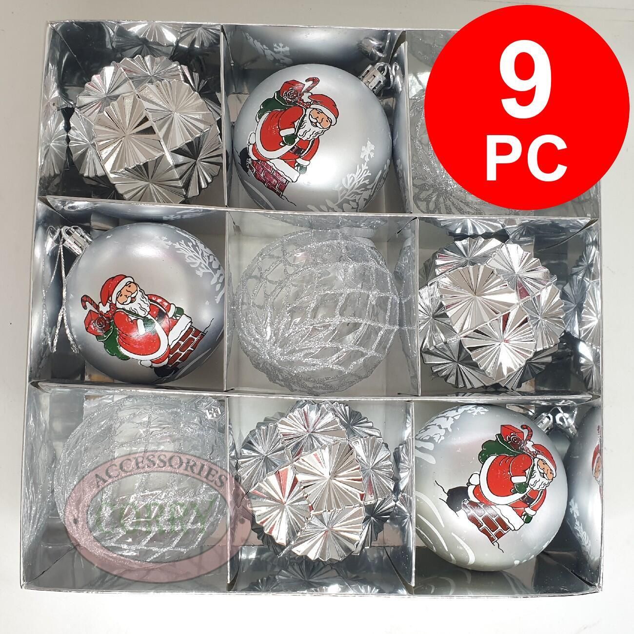 Bola Pohon Natal 8 Cm Isi 9 Pcs Besar Merah Silver Rose Gold Merah Emas - Main view