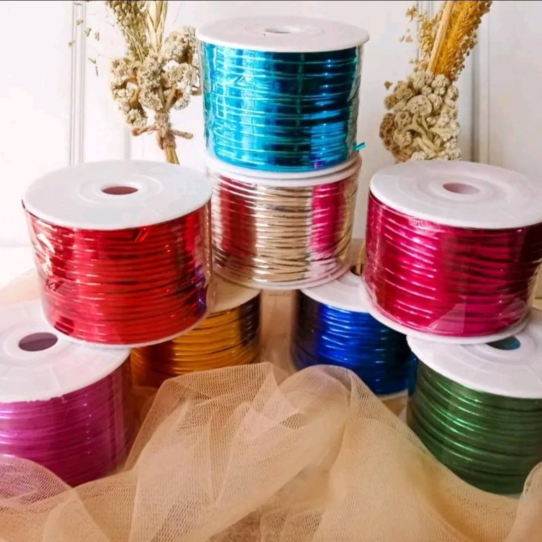 Kawat Tali Metalik Kilap Souvenir 500 Yard, Kawat Tali Kado, Tali Sovenir Metalik, Tali Kawat Warna Warni Aluminium Roll Bulk Grosir - Main view