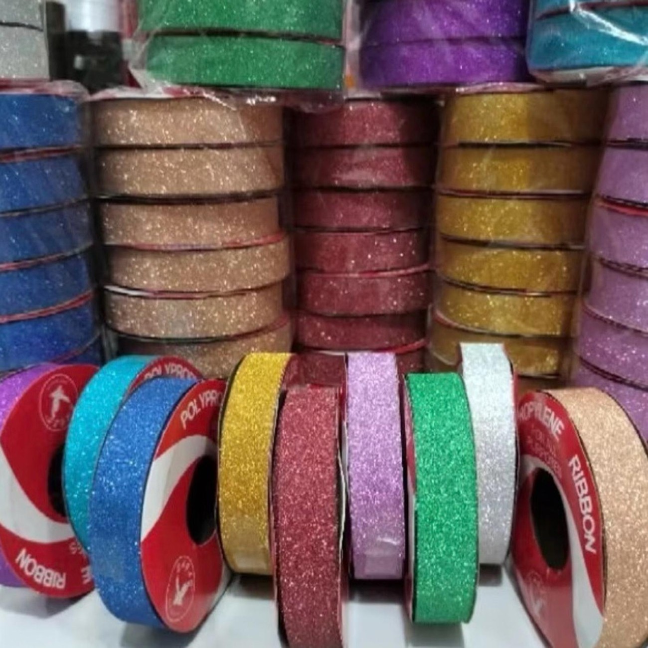 Pita Kado Gliter 3/4 Inc 2 Cm Panjang 14 Meter 14M Dekorasi Hadiah - Main view