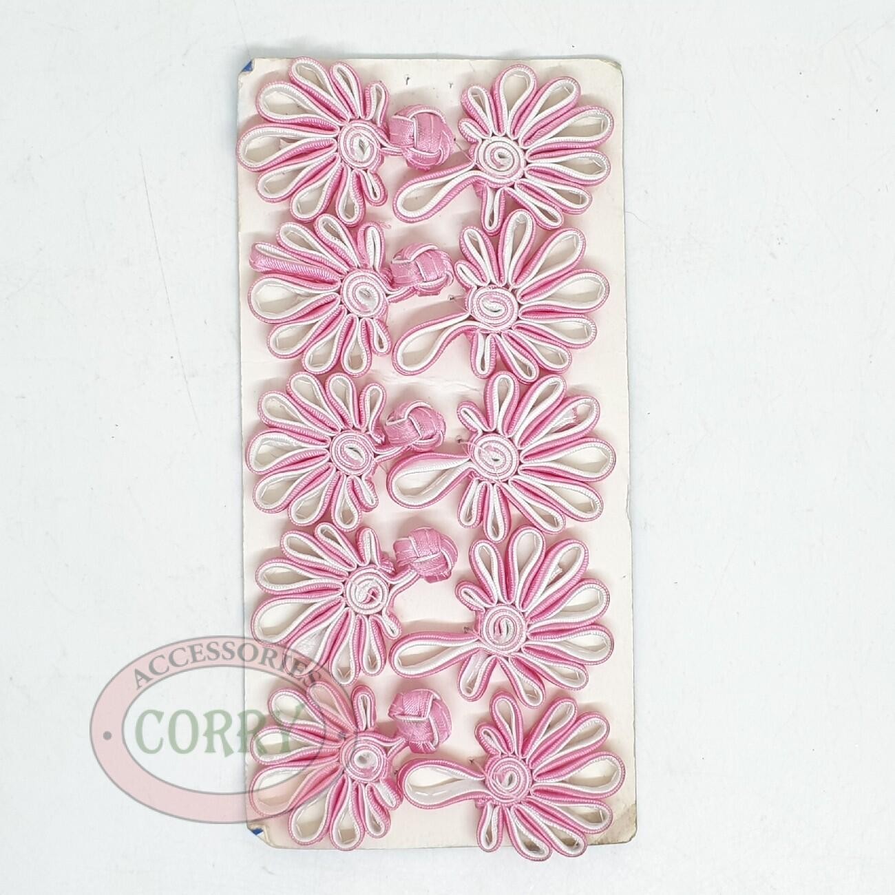 Kancing Cheongsam Imlek Pink Putih Perempuan Kain Bunga 5 Set - Main view