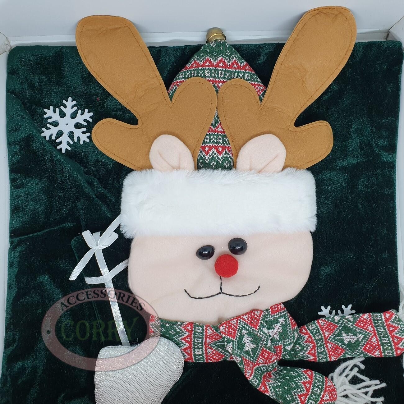 Sarung Bantal Sofa Natal 40 X 40 Cm Krem Deer Boneka Syal Christmas Tebal - Main view