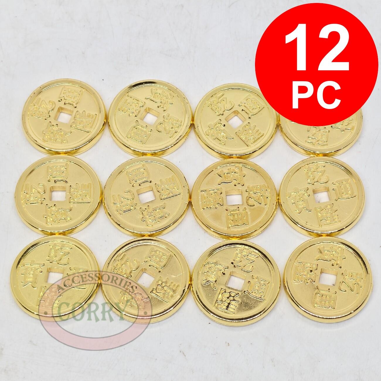 Koin Emas 2.5 Cm Isi 12 Pc Dekorasi Imlek Sincia Kue Gold Coin Uang Bulk Grosir Murah - Main view