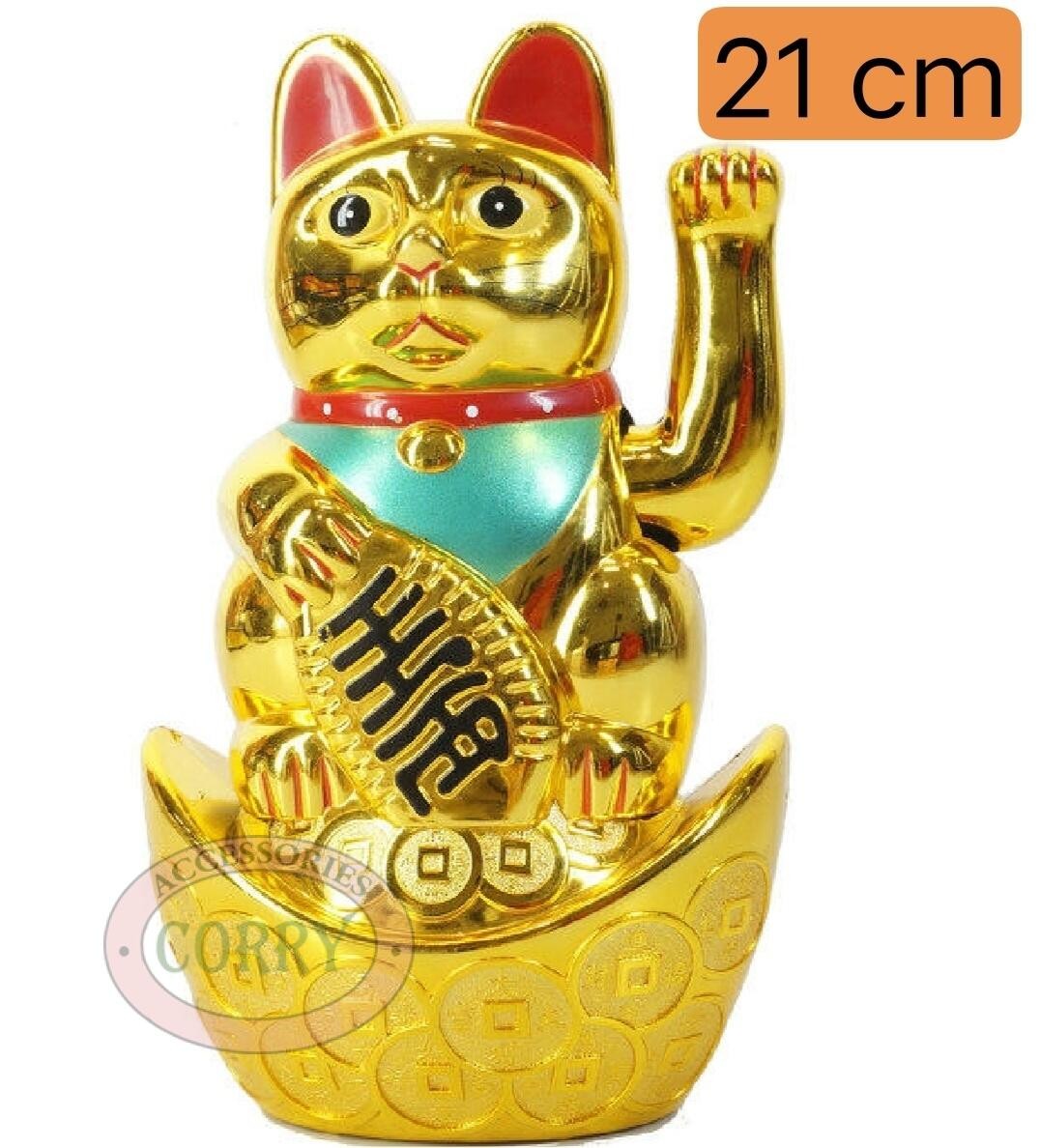 Patung Kucing Uang Maneki Neko 21 Cm Emas Beruntung Lucky Cat Rejeki - Main view