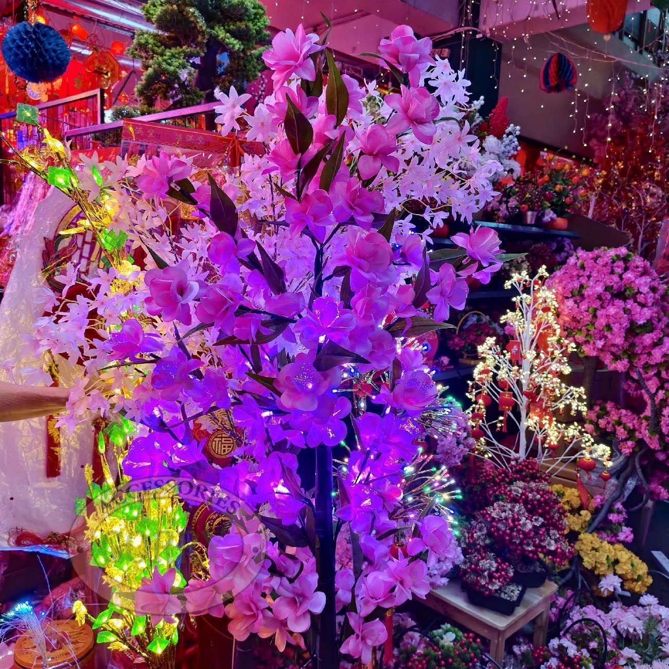 Pohon Bunga Fiber 180 Cm Lampu LED Pink 1.8 Meter Imlek Sincia Dekorasi - Main view
