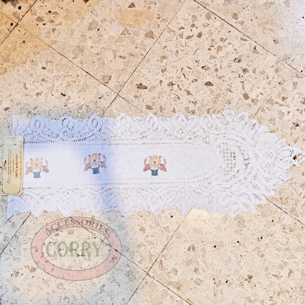 Taplak Meja Tengah Table Runner Lace Putih Panjang 180 Cm X 34 Cm Lebaran - Main view