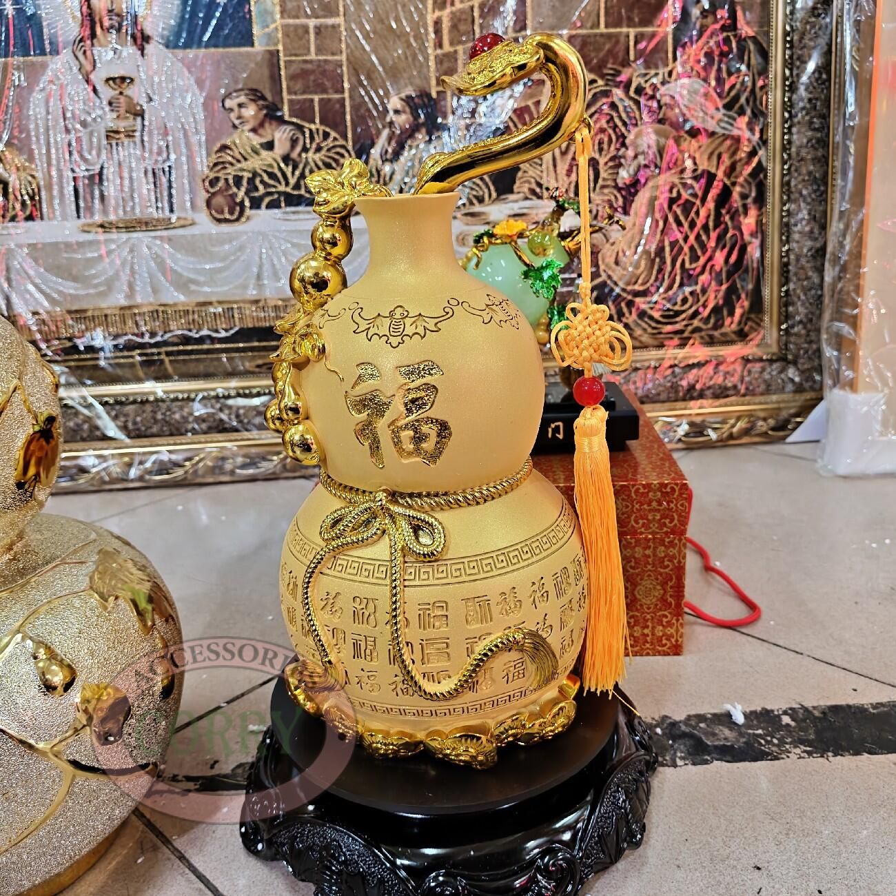 Patung holo Emas Putar Imlek Sincia 40 Cm Kayu Gold Resin dekorasi pajangan - Main view