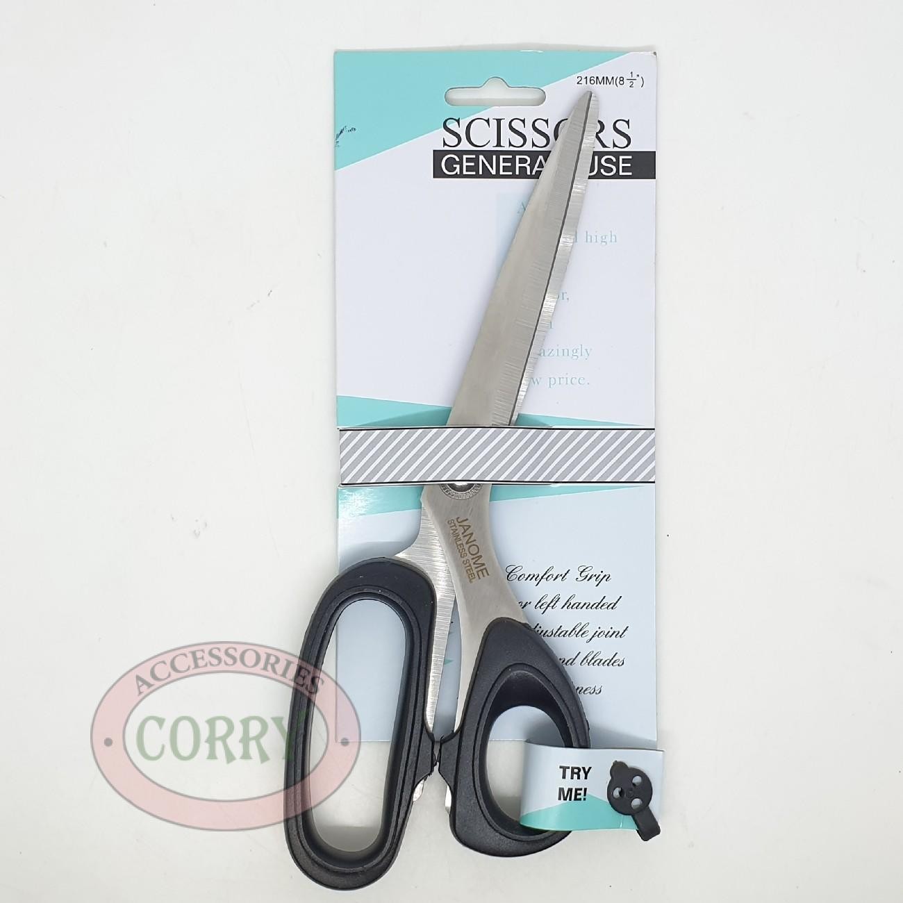 Gunting Stainless Steel Janome Asli Original 8.5 Inch 216 Mm Hitam - Main view