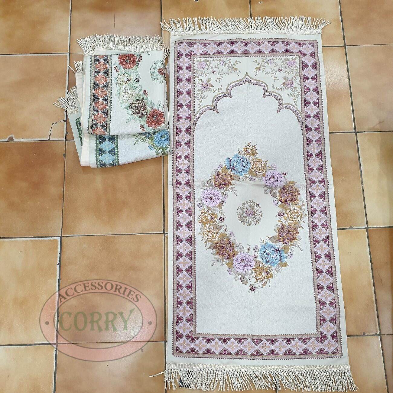 Sajadah Midi Premium Gerbang Bunga Pink 100 X 50 Cm Mekah Turki - Main view