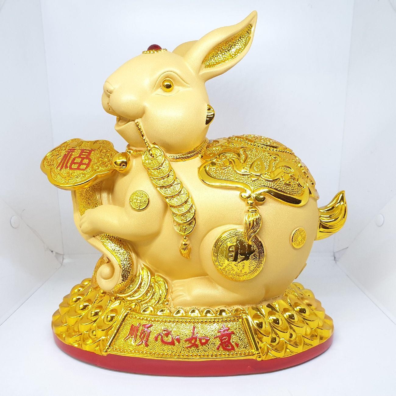Patung Kelinci Emas Shio Imlek 35 Cm Celengan Gold Pajangan - Main view