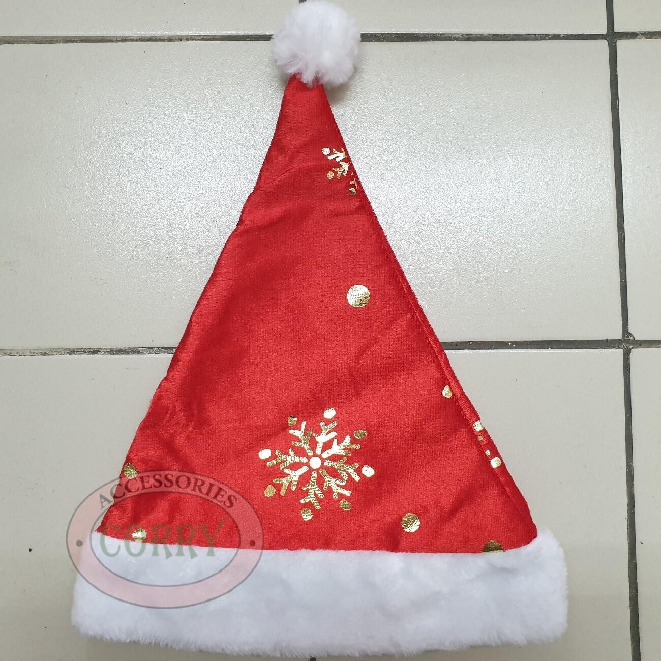 Topi Santa Claus Natal Bludru Christmas Dewasa Merah Putih - Main view