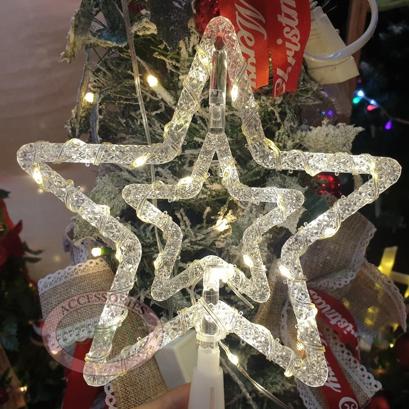 Hiasan Top Bintang Lampu LED Pohon Natal Kuning Warm White 22 Cm Ww - Main view