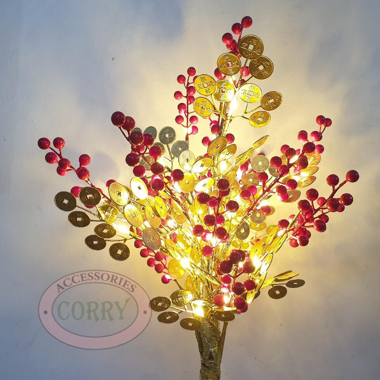 Pohon Cherry Imlek Merah Koin Emas Gold 60 Cm Lampu LED Sincia - Main view