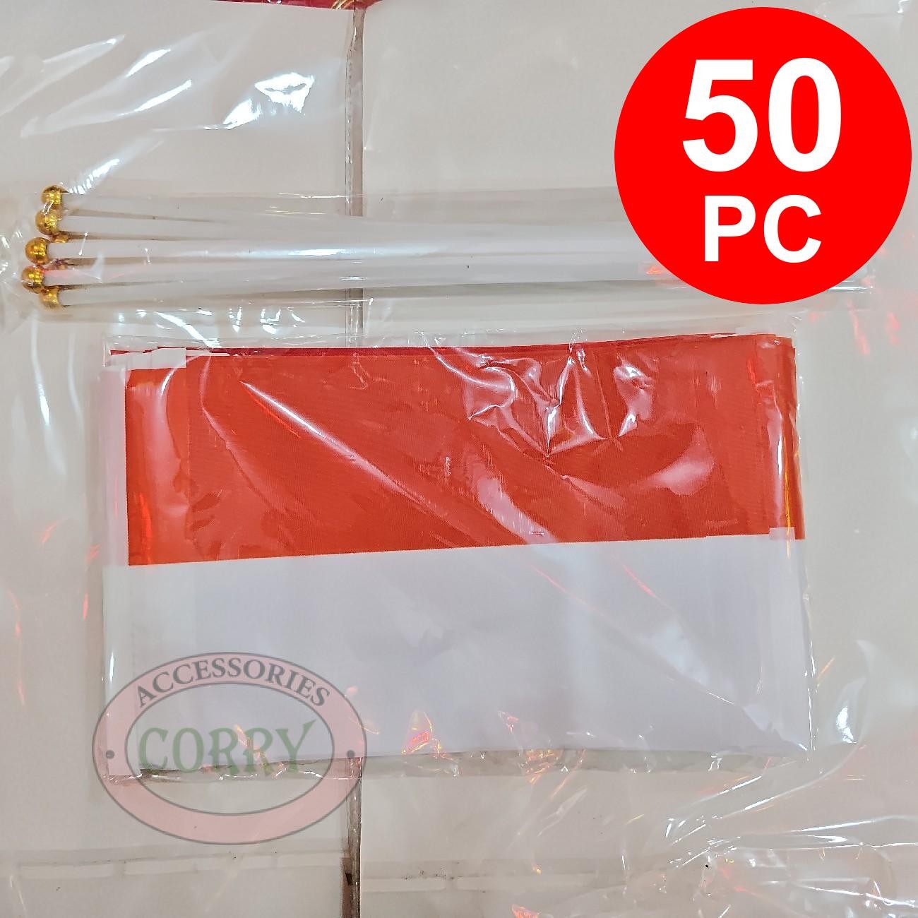 Bendera Merah Putih 50 PC Bulk Tangkai Tiang HUT RI Kemerdekaan Grosir Bulk Murah - Main view