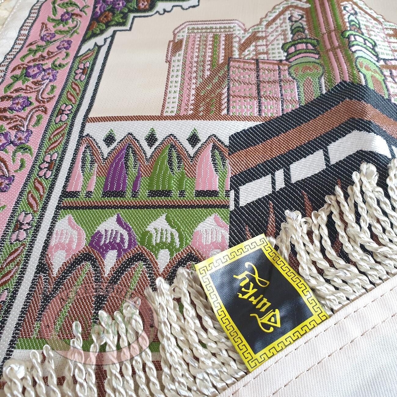 Sajadah Midi Premium Bunga Kabah krem pink Glossy 100 X 50 Cm Turki Turky - Main view