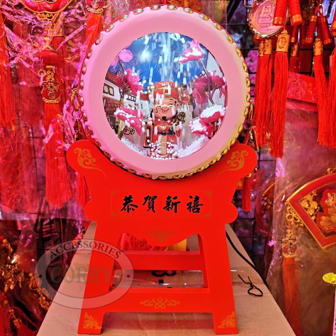 Dekorasi Imlek Gentong Salju Barongsai 35 cm Musik Suara Sincia - Main view