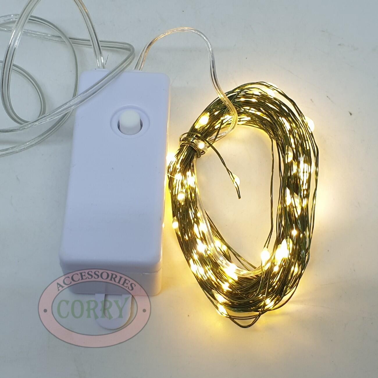 Lampu Pohon Natal Kuning Warm White 3 Meter Kelap Kelip Kabel Kawat Hijau - Main view