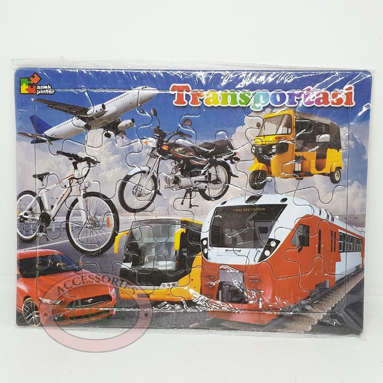 Mainan Anak Susun Puzzle Karton 18 X 25 Cm Transportasi Mobil Kereta Edukasi Murah Jigsaw - Main view