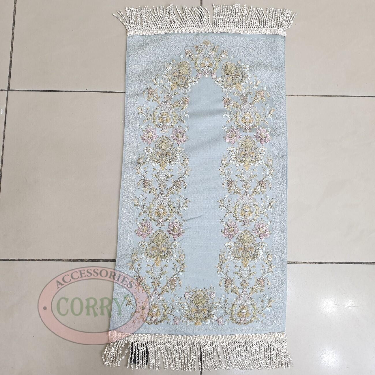 Sajadah Kepala Kecil Bunga Biru Muda 35 X 60 Cm Premium Lapis - Main view