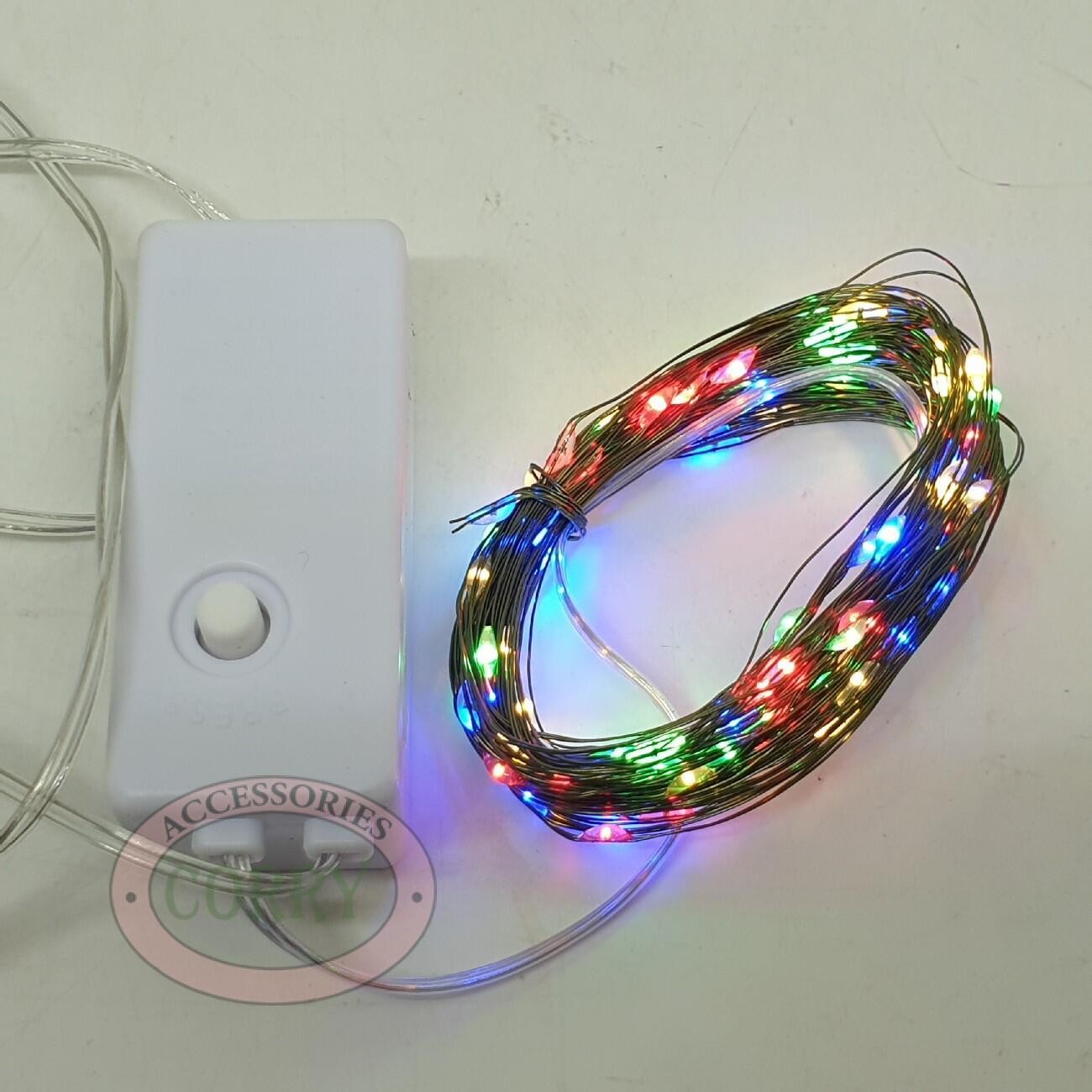 Lampu Pohon Natal Kuning Biru Hijau Merah Warna Warni 3 Meter Kelap Kelip Kabel Kawat Hijau - Main view