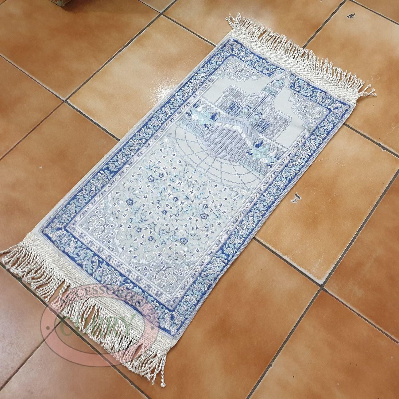 Sajadah Turki Kabah Biru Krem 35 X 60 Cm Putih Premium Tebal Lapis - Main view