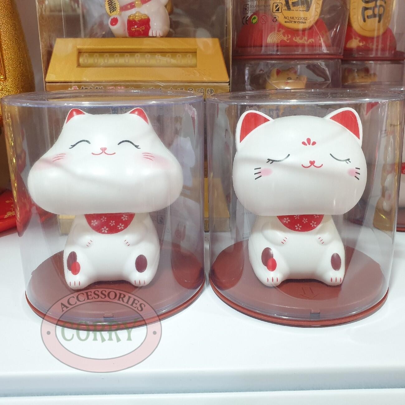 Kucing Maneki Neko putih 13 Cm Gerak Cahaya Lucu Hoki Rejeki - Main view