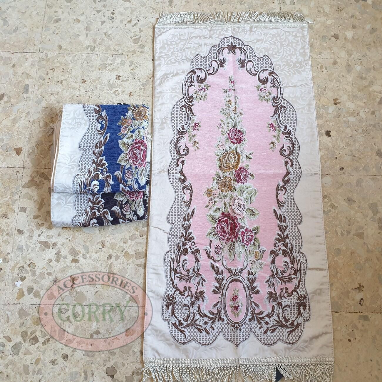 Sajadah Midi Premium Bunga Lancip Pink Krem 100 X 50 Cm Turki Turky - Main view