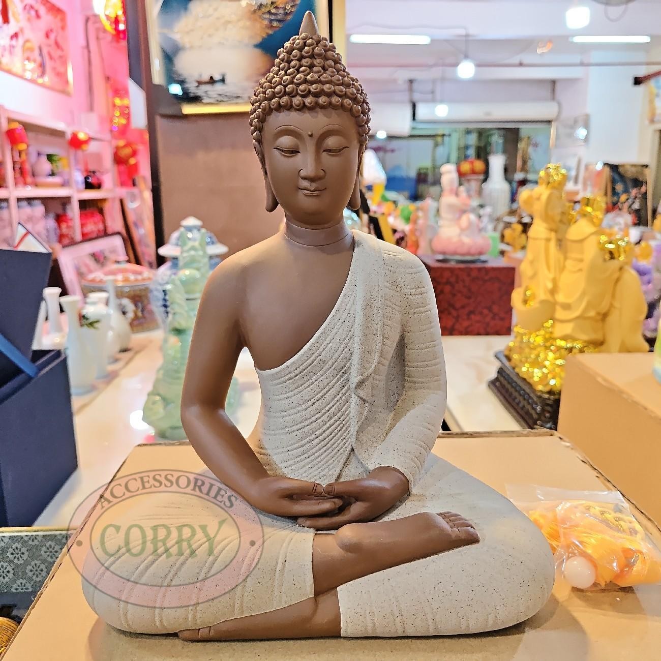 Patung Dewa Budha Duduk Teratai 18 Cm Emas Gold Imlek Dewa Buddha - Main view