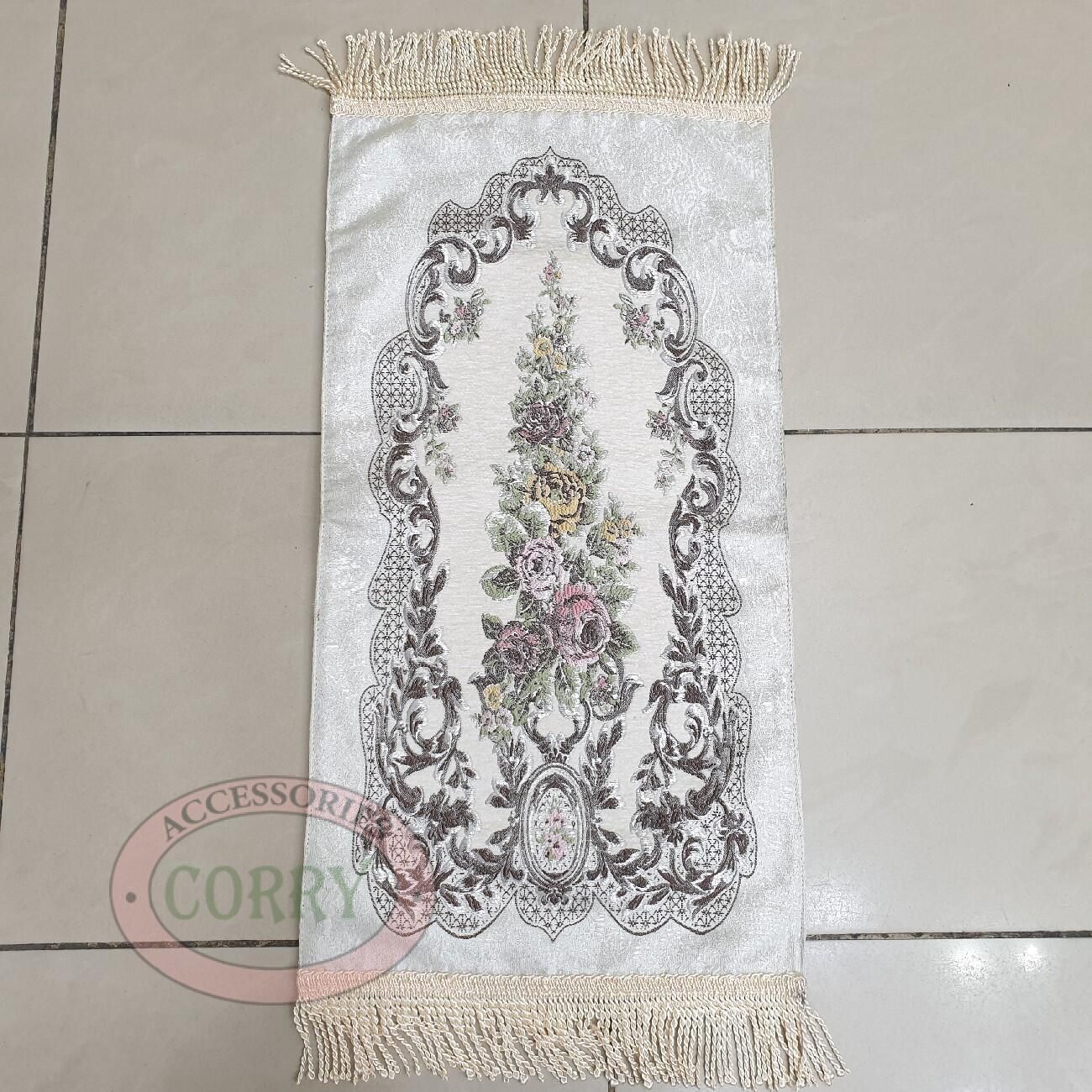 Sajadah Kepala Turki Bunga Putih Krem 35 X 60 Cm Putih Premium Tebal Lapis - Main view
