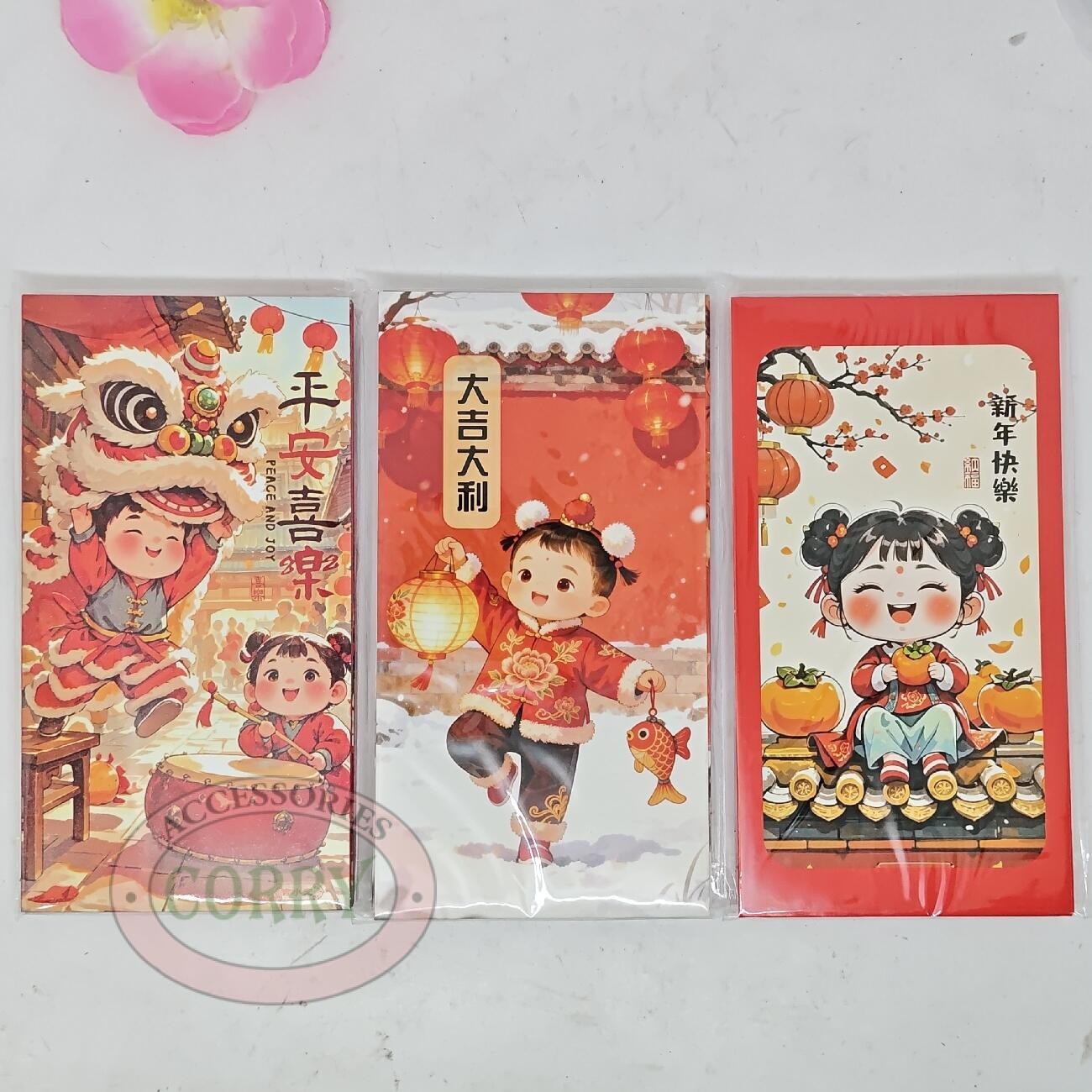 Angpao Tebal Kaku Imlek glitter 6 PC Murah 17 X 9 Cm Sincia Angpau CNY - Main view