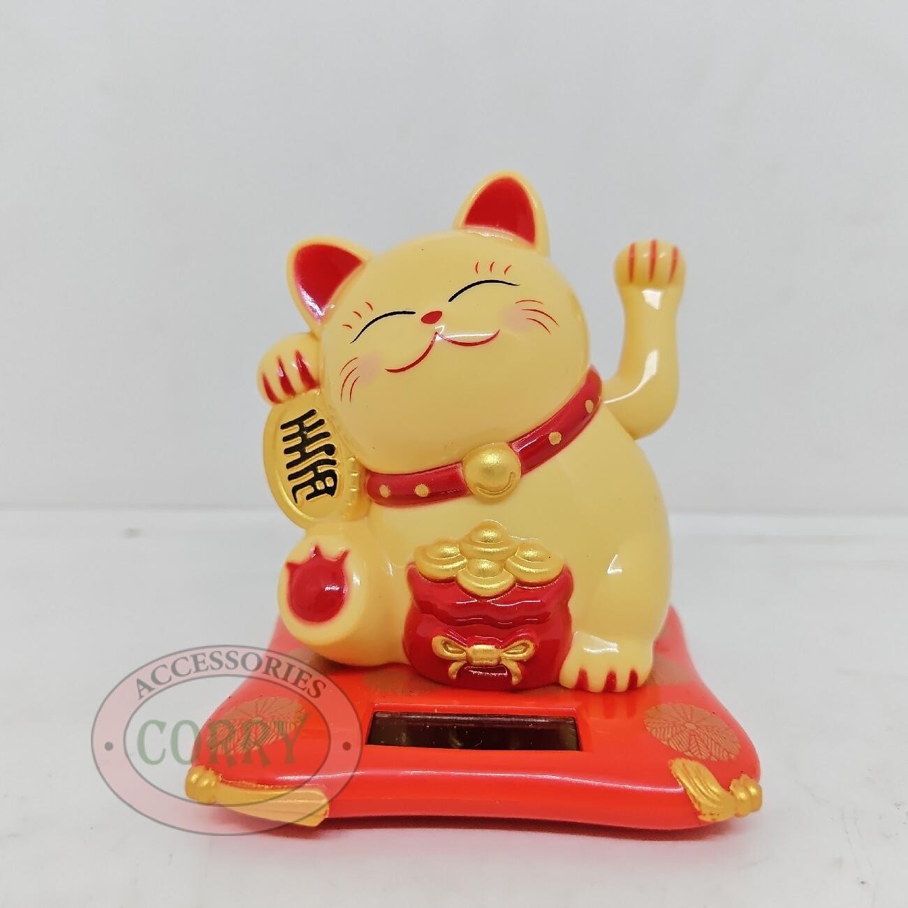 Patung Kucing Lucky Cat Maneki Neko 7 Cm Cahaya Sinar Hitam Hoki Toko - Main view