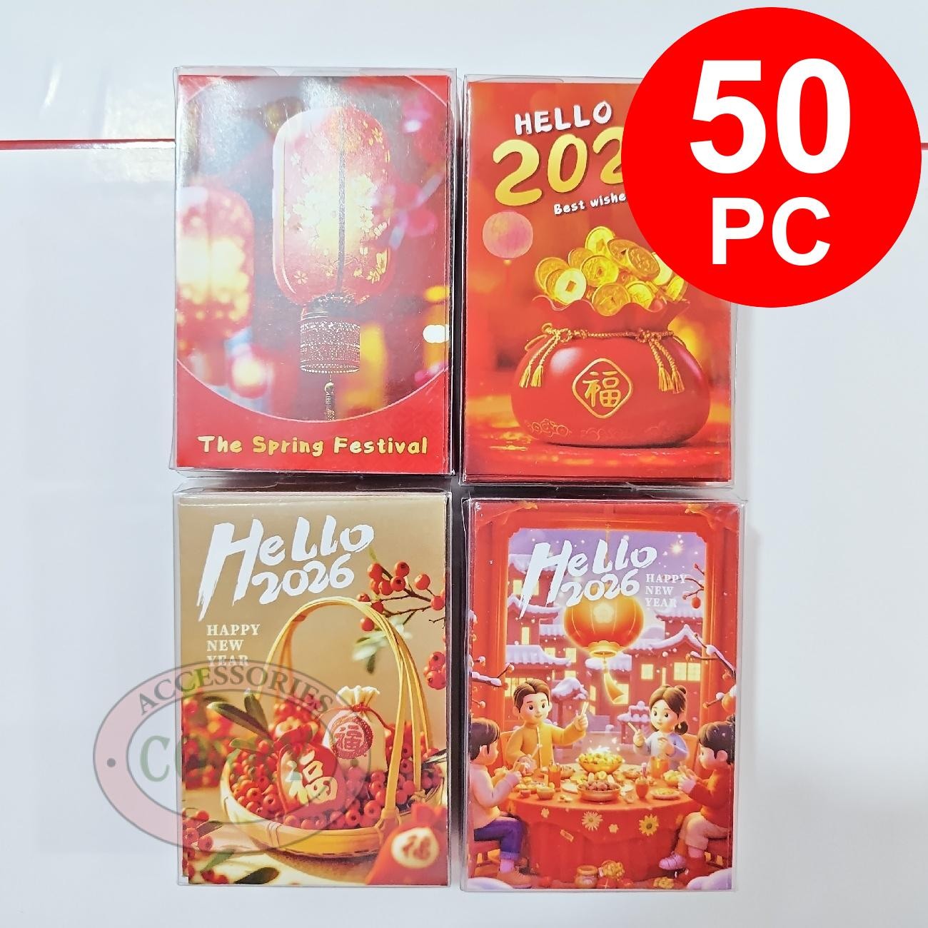 Angpao Imlek 2026 Tahun baru Lucu Merah Kuning Anak 50 PC Murah 10 Cm Angpau Amplop Ampau Sincia - Main view