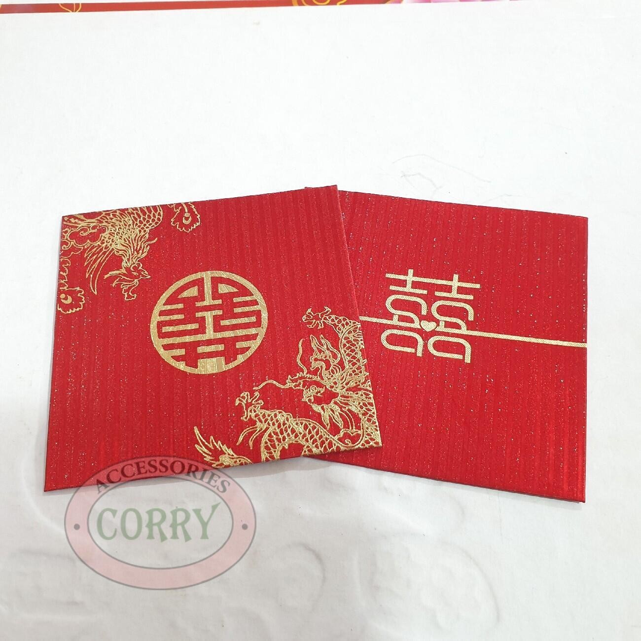 Angpao Kotak Wedding Merah Shuang Xi 10 PC 8 Cm Murah Kecil - Main view