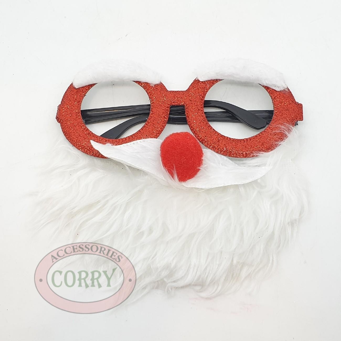 Kacamata Natal Santa Jenggot Kumis Bulu Putih Pesta Lucu - Main view