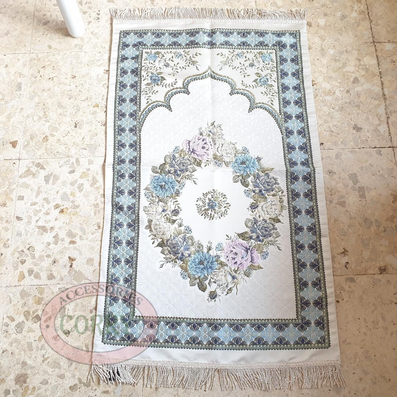 Sajadah Import Turki Dewasa 120 X 67 Cm Tebal Silk Satin Bordir Bunga Kabah - Main view