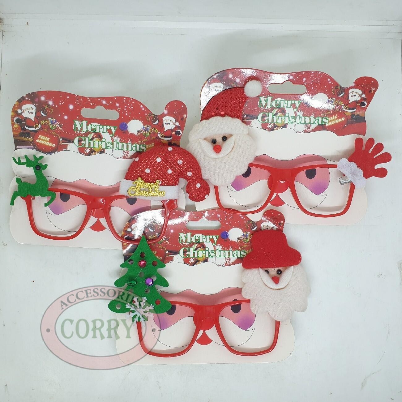 Frame Kacamata Natal Merah Topi Santa Bulu Putih Pesta Lucu - Main view