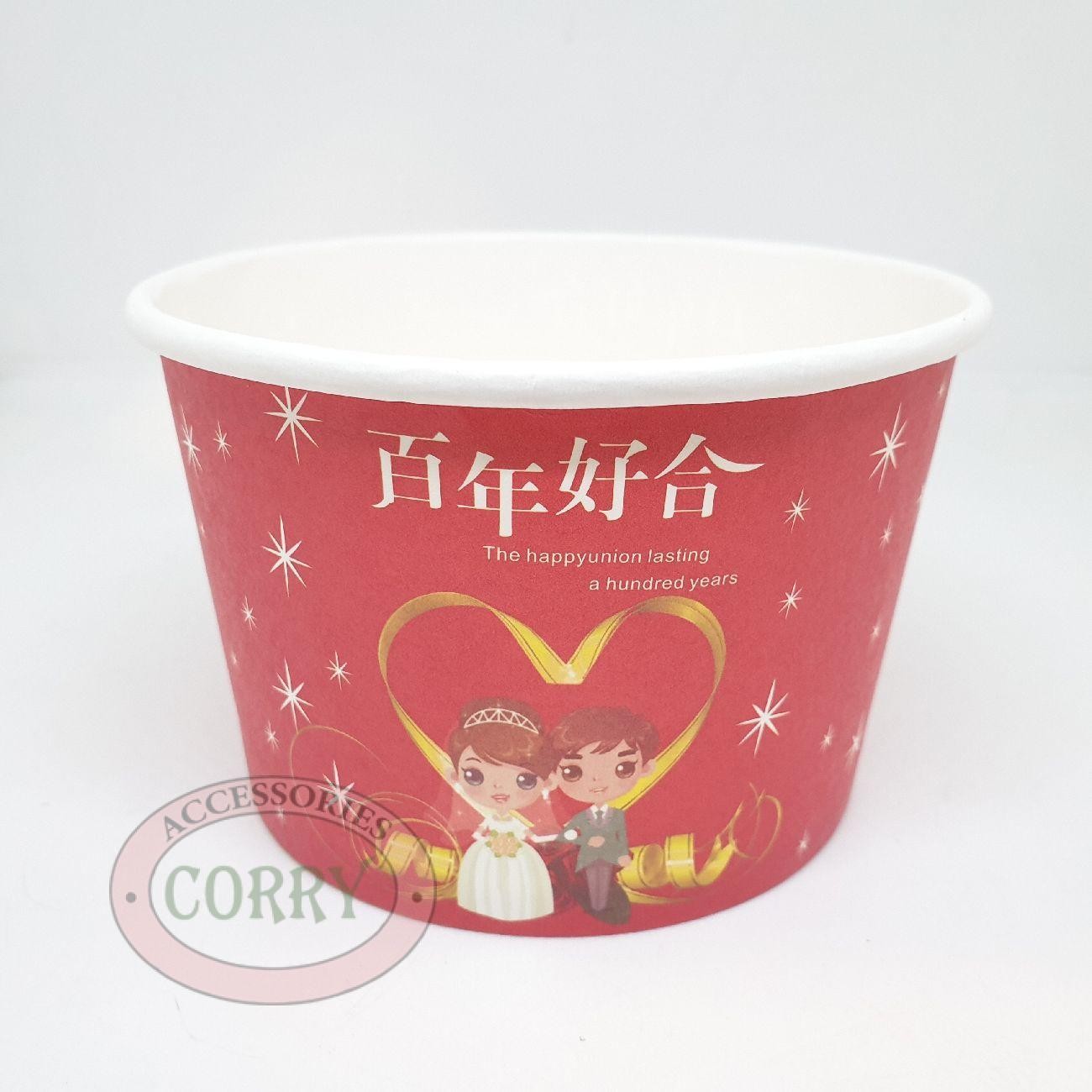 Mangkok Kertas Shuang Xi Merah Wedding 11 Cm 20 PC Murah - Main view