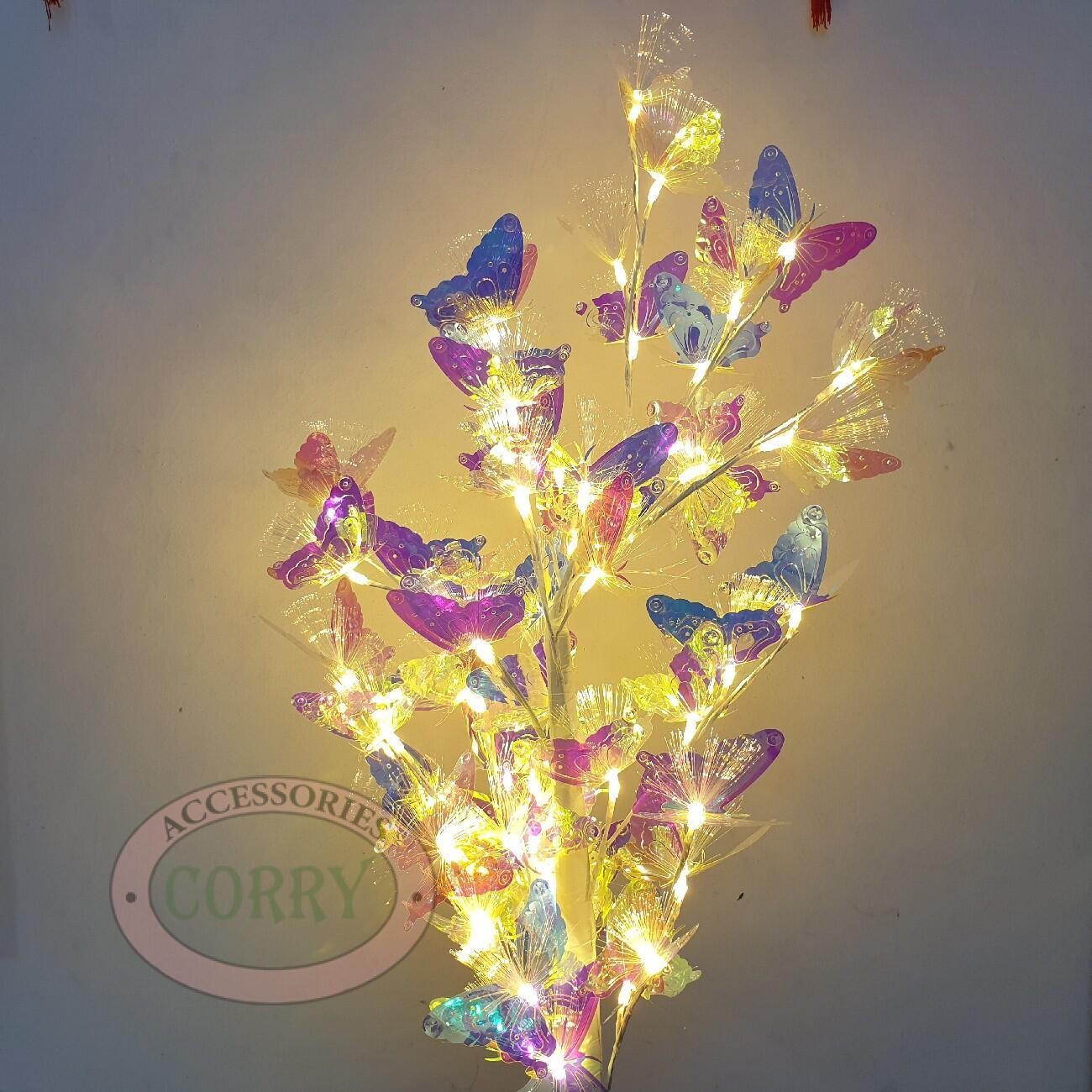 Pohon Bunga Kupu - Kupu Kaca Lampu LED Kuning Warm White Natal Imlek 150 Cm LED 1.5 Meter - Main view