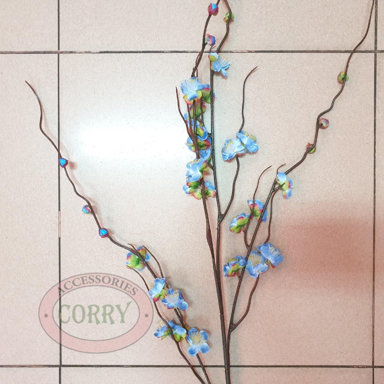 Bunga Imlek Meihwa Sakura Pink 7 Tangkai Rangkai Daun Pot Plastik Murah - Main view