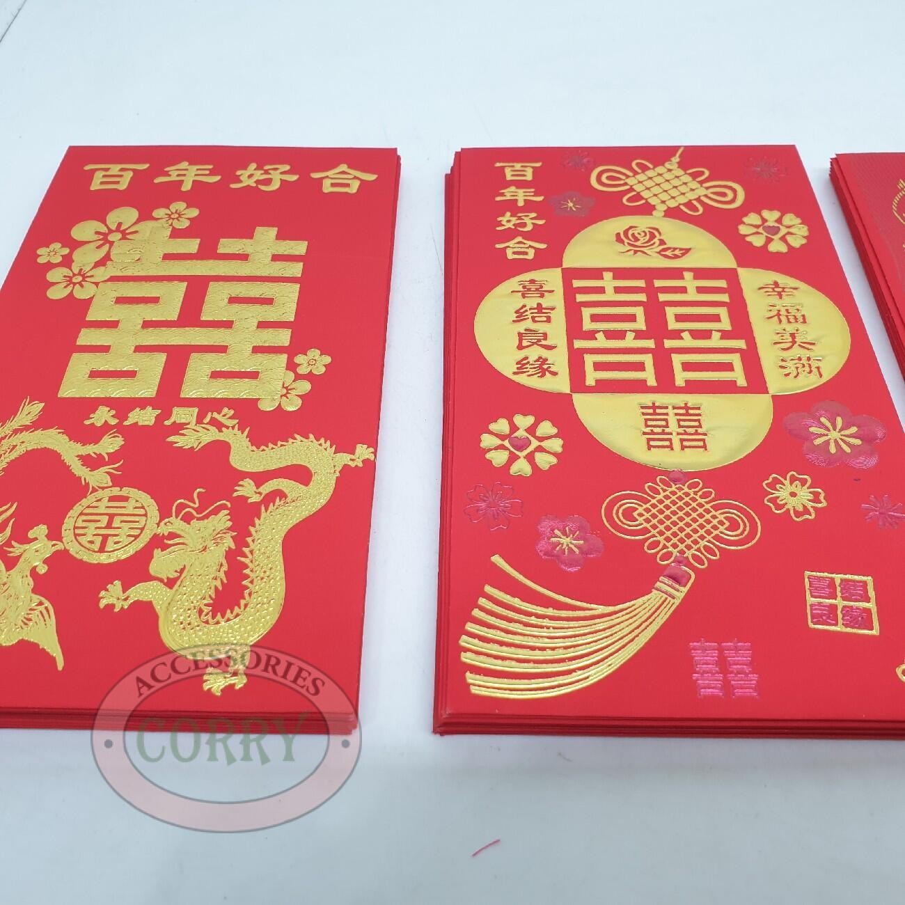 Angpao Wedding Besar 17 Cm Embos Emas Merah 6 Pc Mewah - Main view