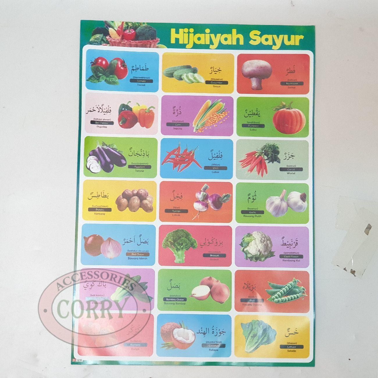 Karton Gambar Edukasi Anak Gambar Sayur Hijaiyah Arab Islam 34 X 49 Cm Tembok Murah - Main view