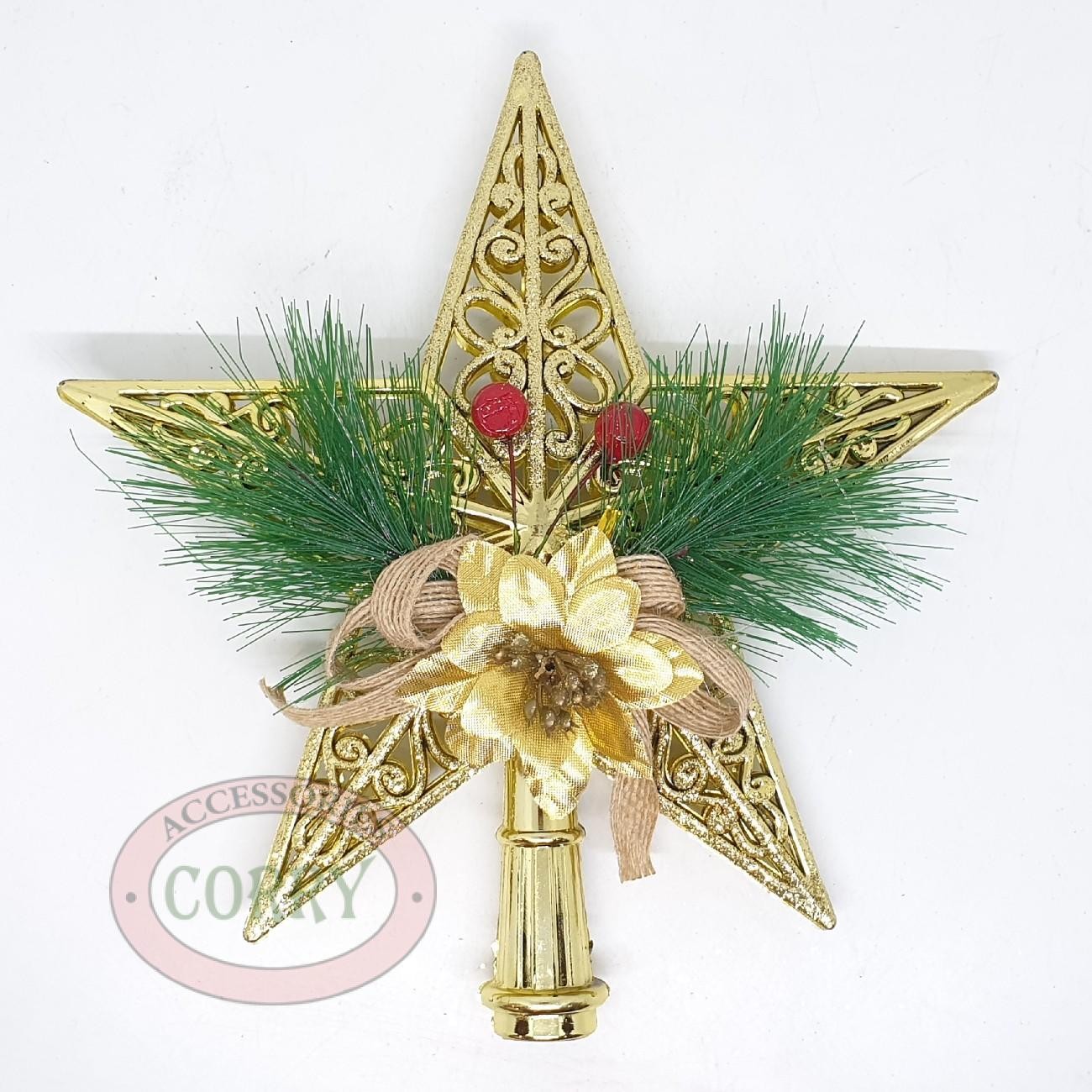 Top Bintang Emas Kuning Pohon Natal 23 Cm Rumput - Main view
