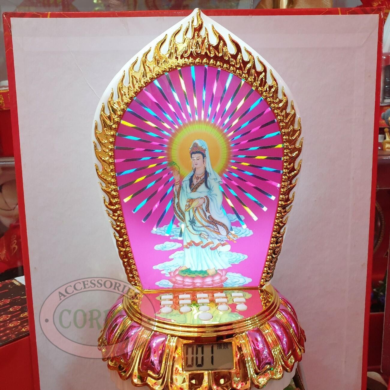 Speaker Radio Lagu Buddha Lampu Putar Paritta Listrik 25 Cm Budha Kwan Im Parita Teratai - Main view